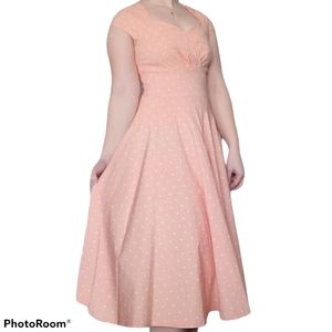 Vintage pink polka dot swing dress